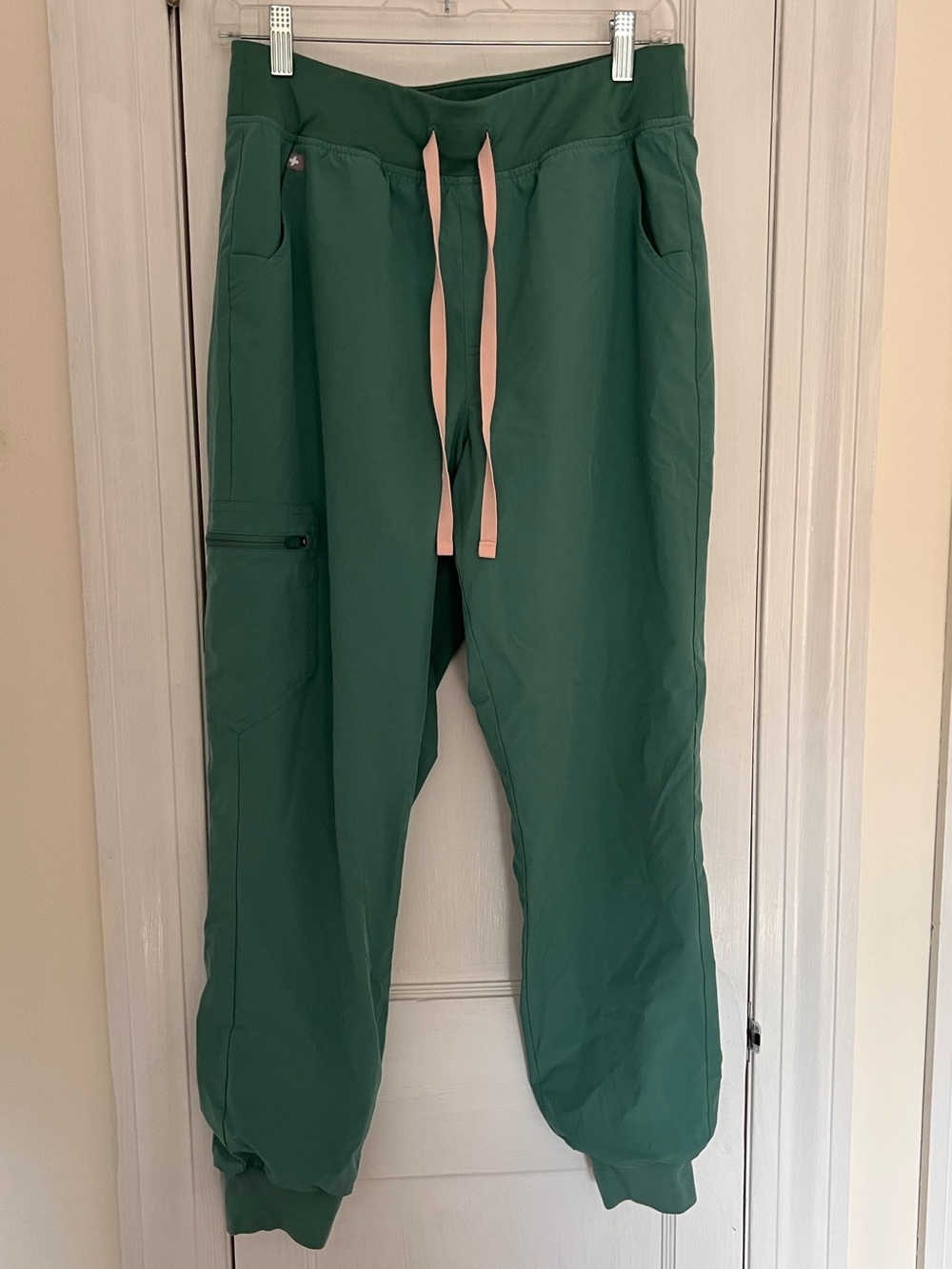 Figs Men's Dark Green Jogger Pants with Pink Drawstring